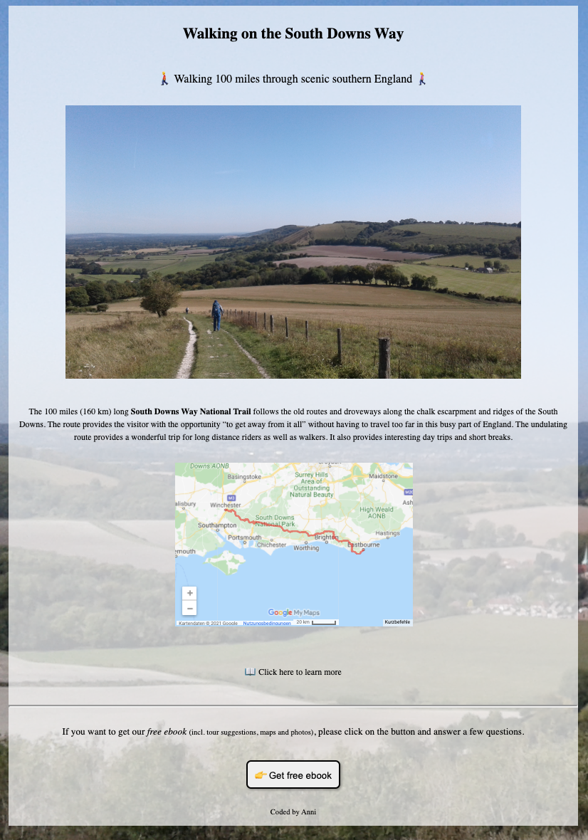 South Downs Way Landing Page